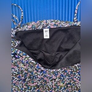 bp Floral Slip Dress in Black with Pink & Blue Accents